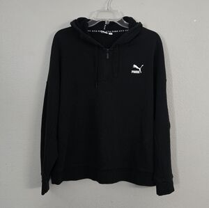 Puma Black Cotton Sweatshirt Hoodie Pullover Athletic Top Women